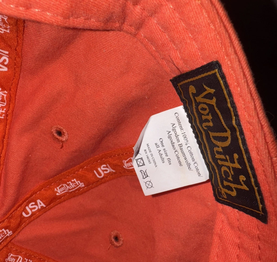 VonDutch Unisex One Size Adjustable Baseball Cap Distressed Coral Y2K Style NWOT