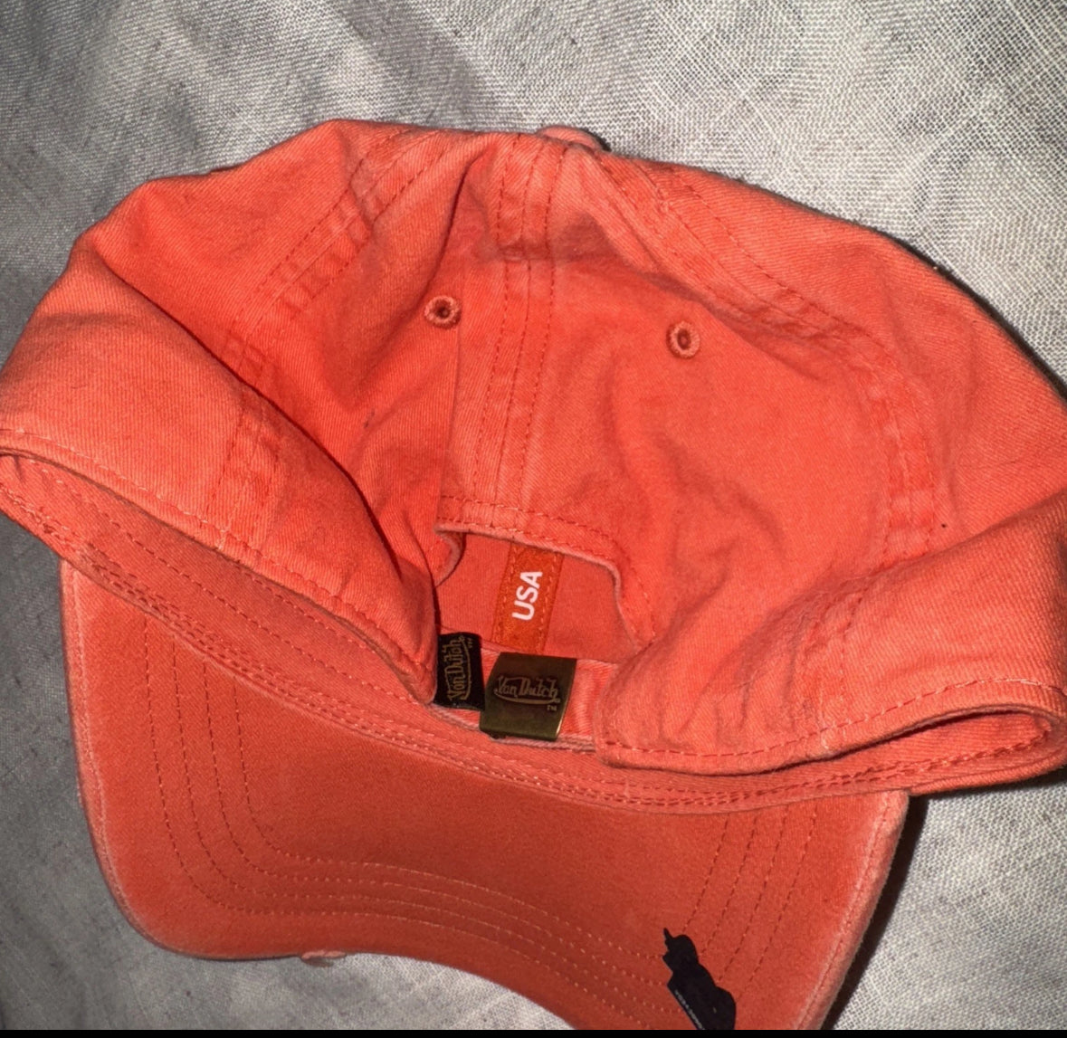 VonDutch Unisex One Size Adjustable Baseball Cap Distressed Coral Y2K Style NWOT
