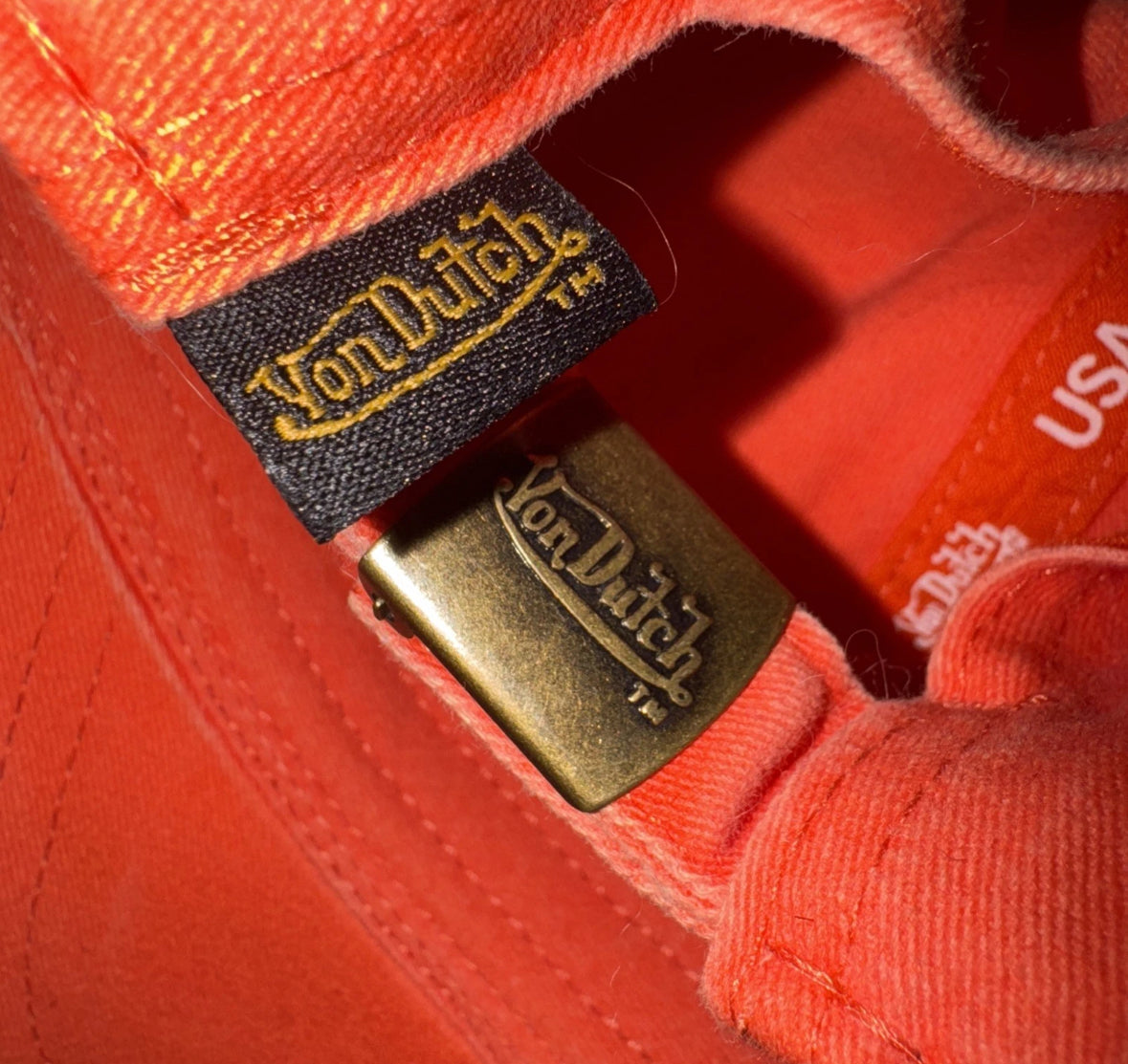 VonDutch Unisex One Size Adjustable Baseball Cap Distressed Coral Y2K Style NWOT