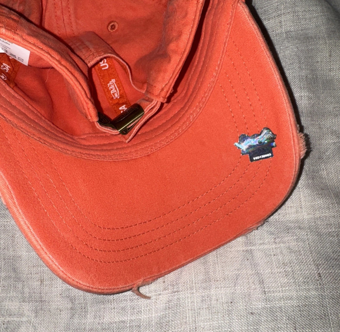 VonDutch Unisex One Size Adjustable Baseball Cap Distressed Coral Y2K Style NWOT
