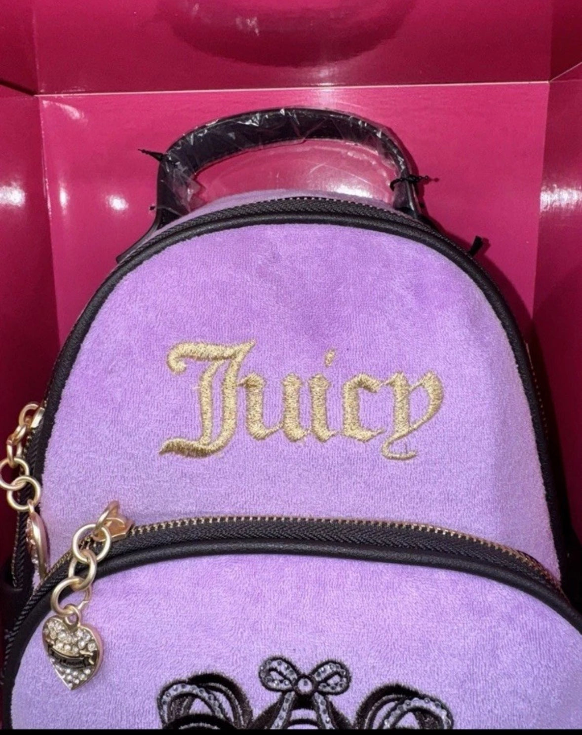 Juicy Couture Lovers Club Rare Mini Backpack With Card Case 2 Set Box Violet