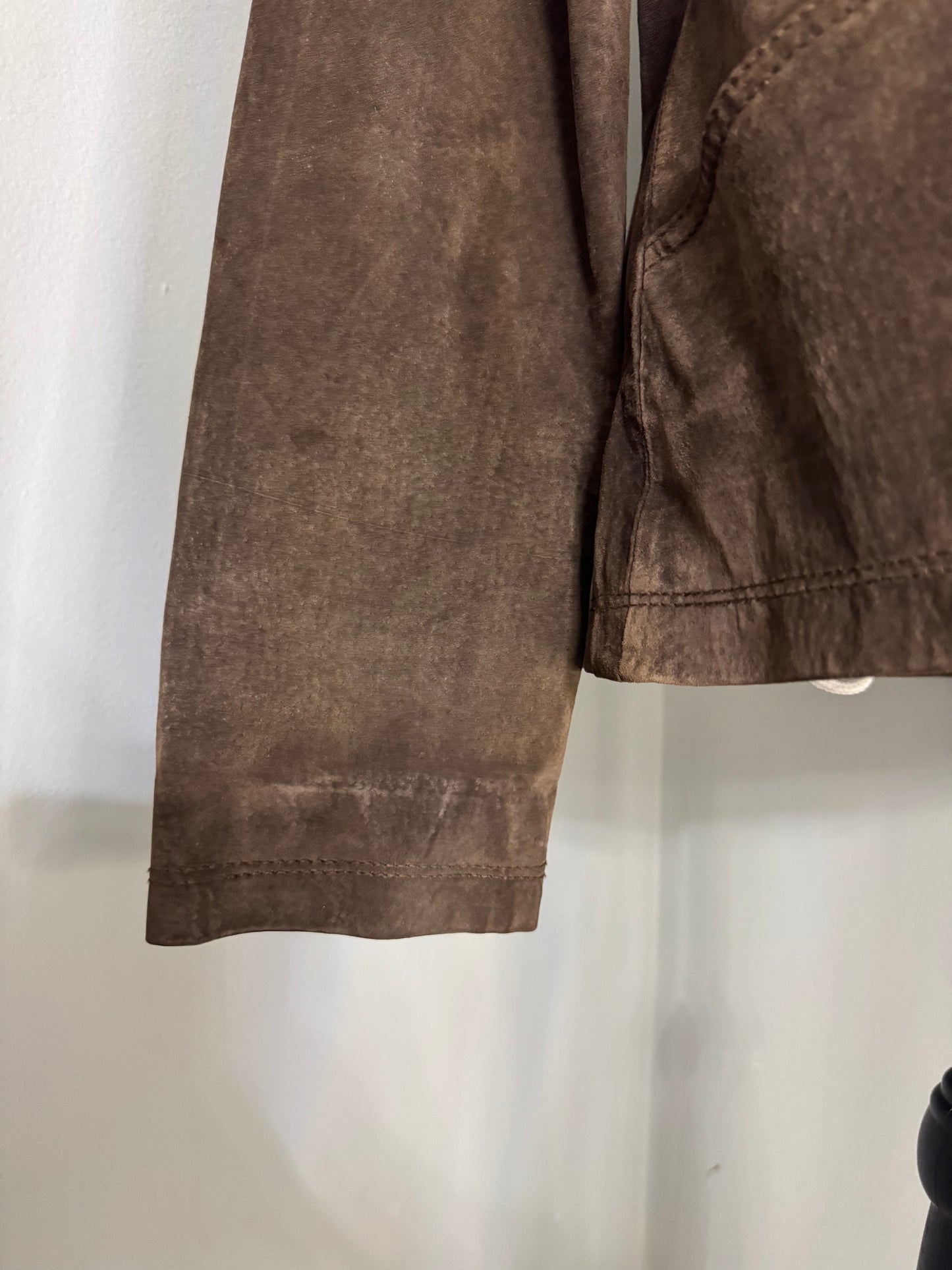 Vintage Urban Vibe Women's Size M 100% Brown Suede Leather Fitted Jacket Y2K