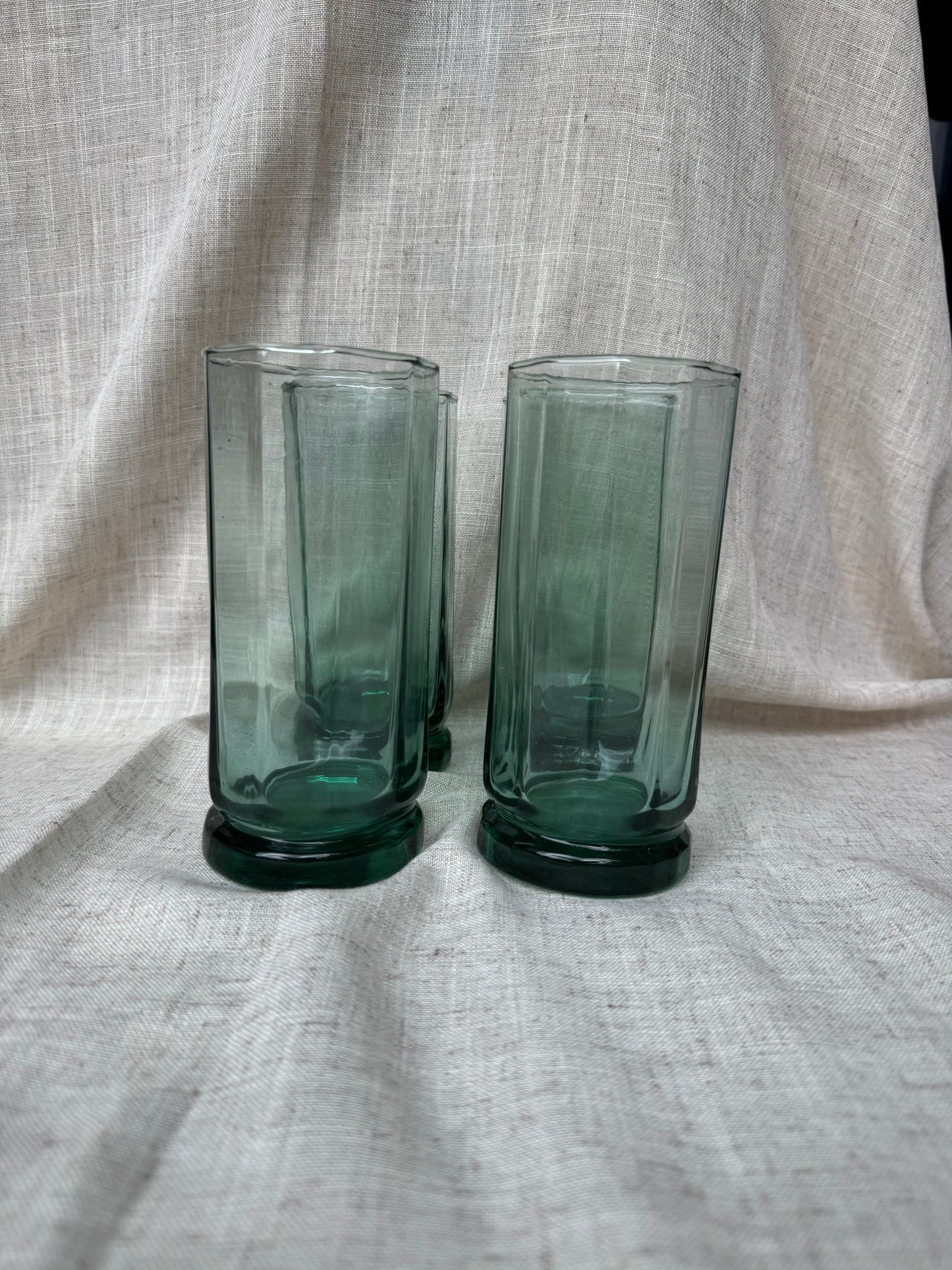 Vintage Anchor Hocking Essex Green Set Of 4 Tumblers Glasses 16 oz. No Chips Or Cracks