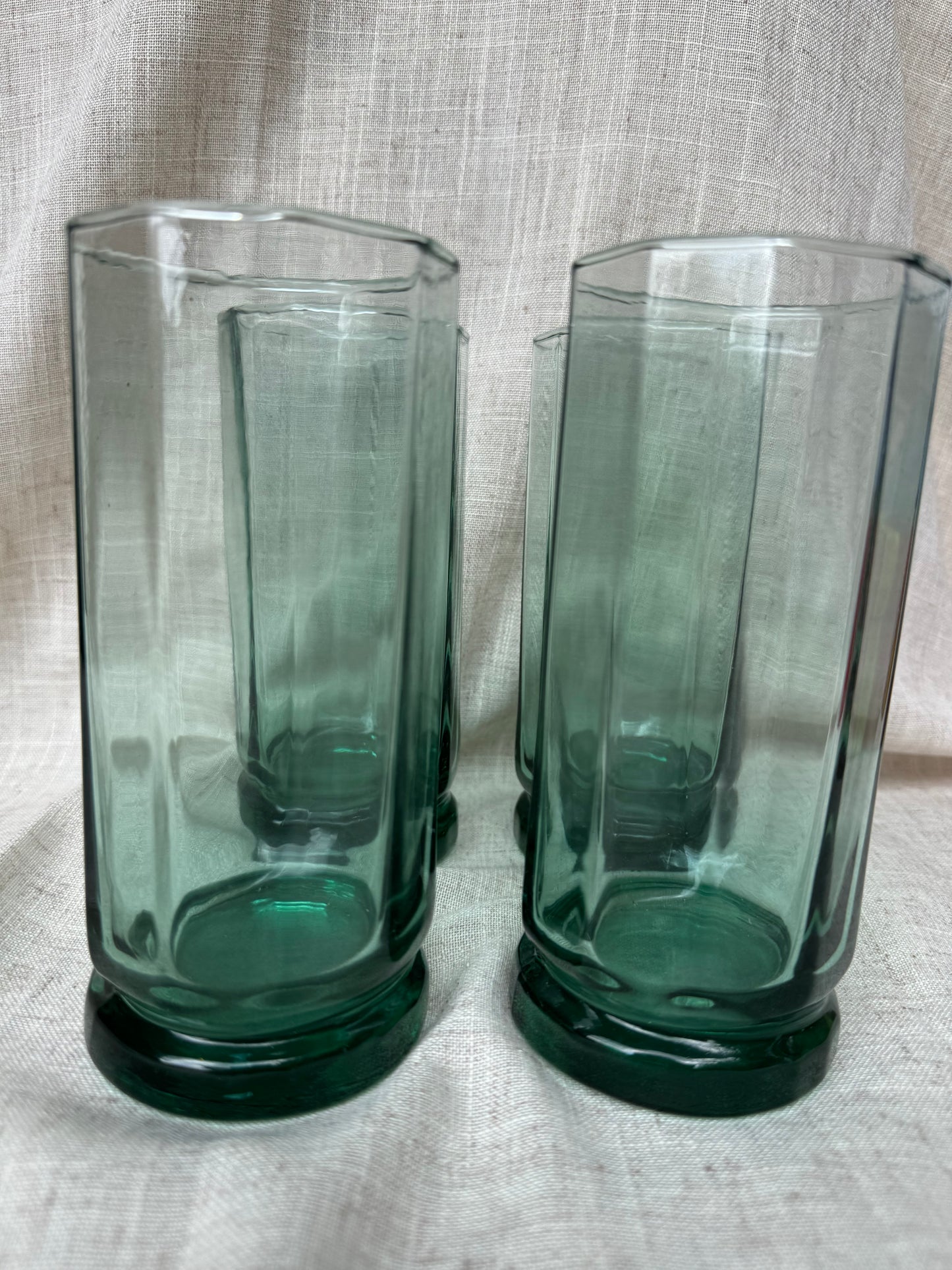 Vintage Anchor Hocking Essex Green Set Of 4 Tumblers Glasses 16 oz. No Chips Or Cracks