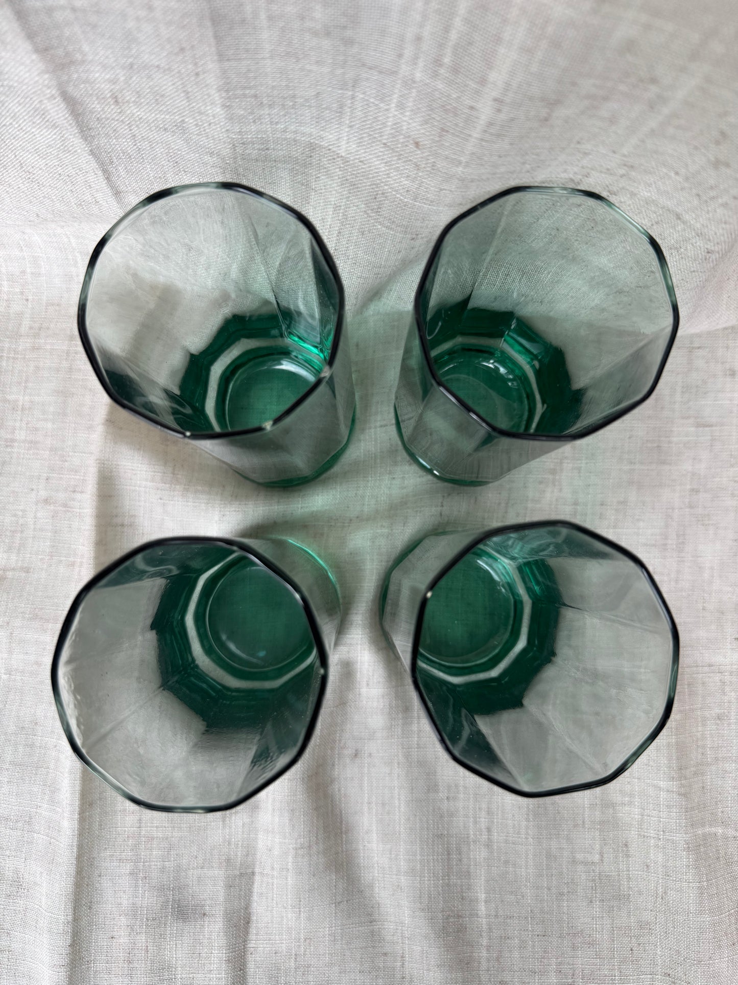 Vintage Anchor Hocking Essex Green Set Of 4 Tumblers Glasses 16 oz. No Chips Or Cracks