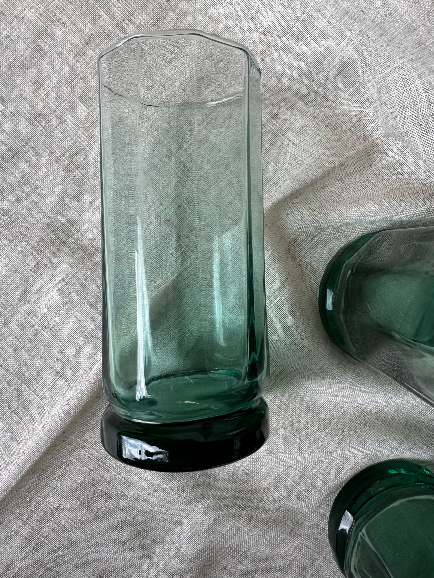 Vintage Anchor Hocking Essex Green Set Of 4 Tumblers Glasses 16 oz. No Chips Or Cracks