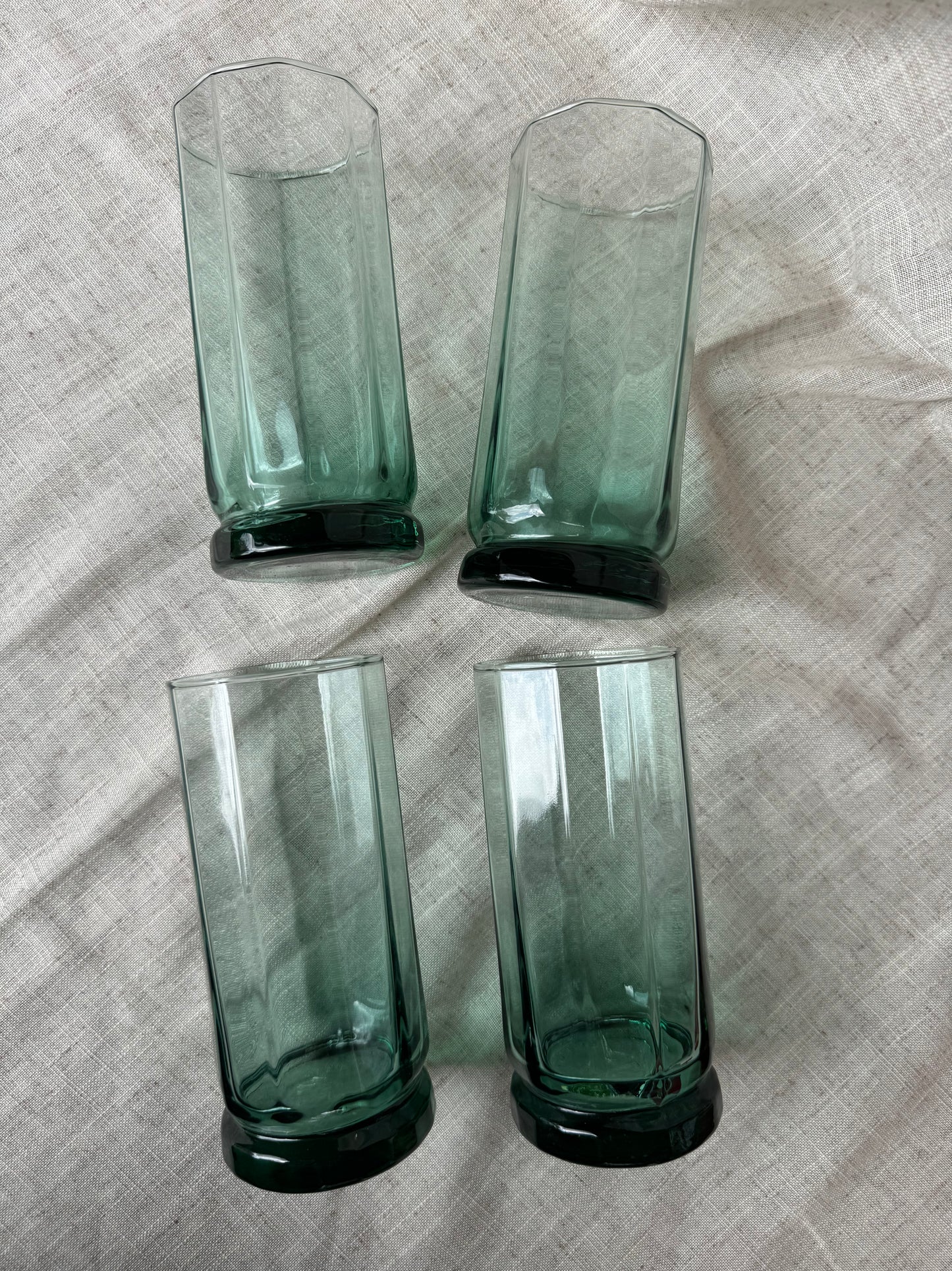 Vintage Anchor Hocking Essex Green Set Of 4 Tumblers Glasses 16 oz. No Chips Or Cracks