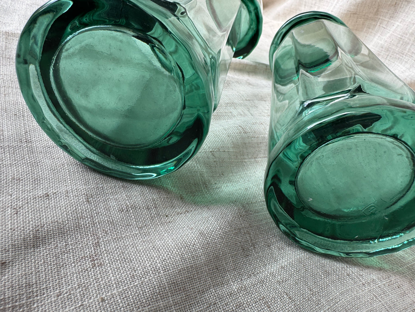 Vintage Anchor Hocking Essex Green Set Of 4 Tumblers Glasses 16 oz. No Chips Or Cracks