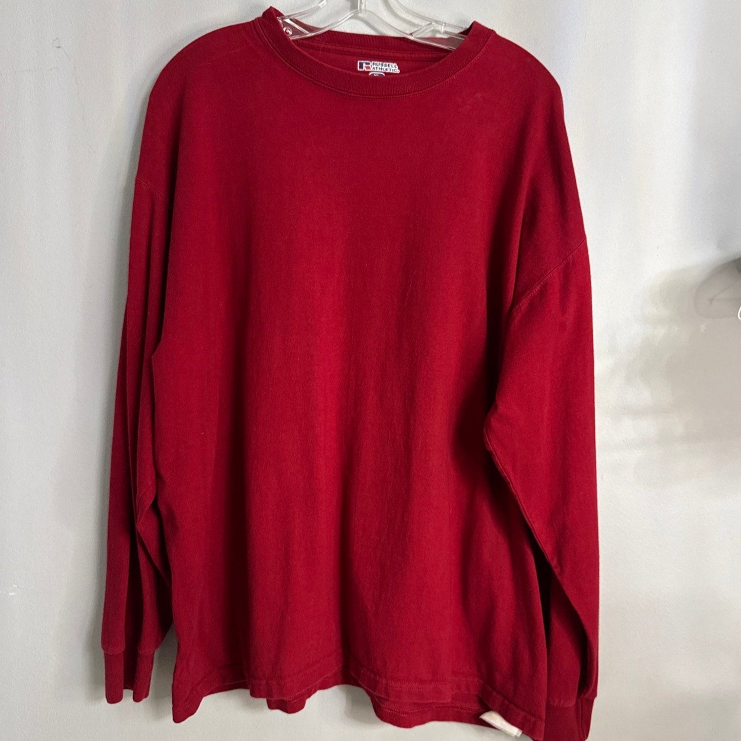 Y2k Russell Athletic Long Sleeve Red Tshirt Mens Size XL