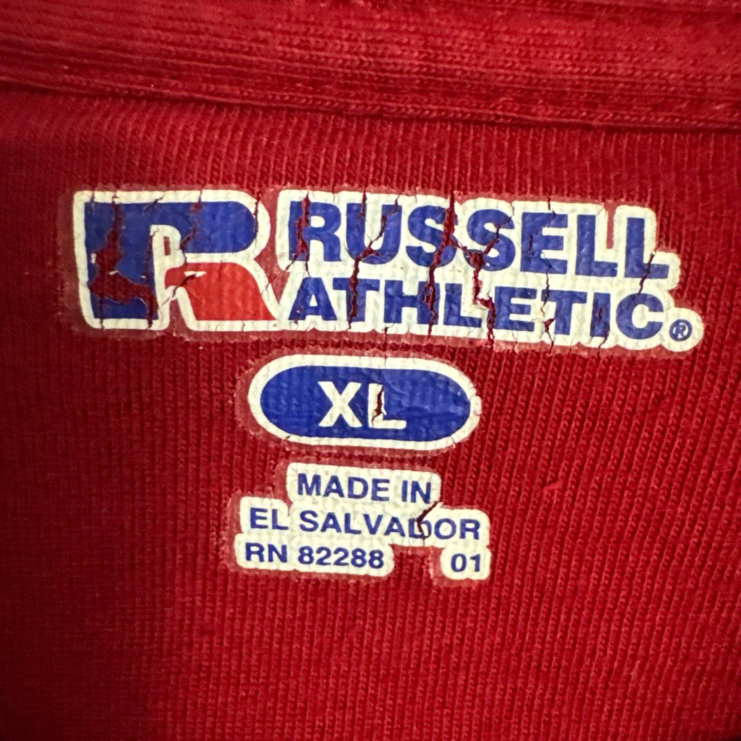Y2k Russell Athletic Long Sleeve Red Tshirt Mens Size XL
