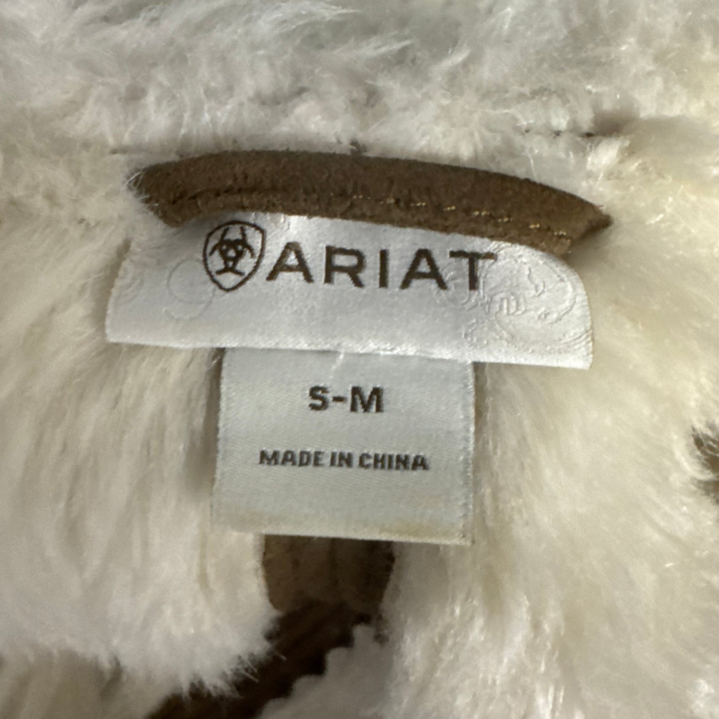 Ariat Faux Fur & Leather Brown Open Front Vest S-M SO SOFT! Western Cowgirl