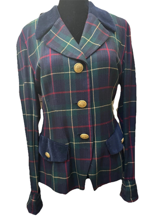 RARE Dani Max Vintage Plaid 80s Women's Size 6 Old Money Multicolor Blazer