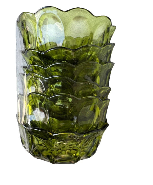 Vintage Anchor Hocking Salad bowl 6 piece set - Fairfield Avocado Green