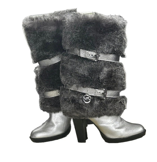 Y2K Vintage Michael Kors Carlie Gunmetal Boots Size 8 Stunning Rare