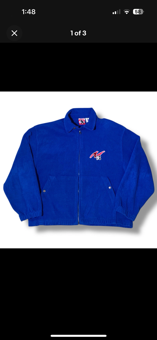 Disney Mickey Mouse Vintage Embroidered Blue Pockets Zip SZ L Sold Only In Parks