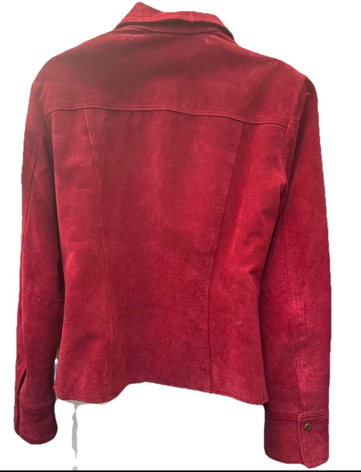 Vintage Coldwater Creek Women M Leather Suede Jacket Snap Front Red Western