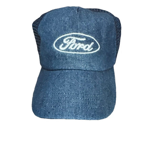 NEW FORD Officially Licensed Denim Trucker Hat Snapback Cap Embroidered NWOT