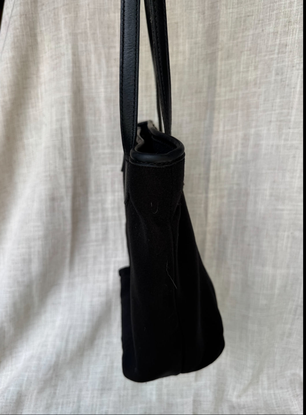 Y2K Coach New York Neoprene Tote Bag Black Leather Trim Zip Closure Purse