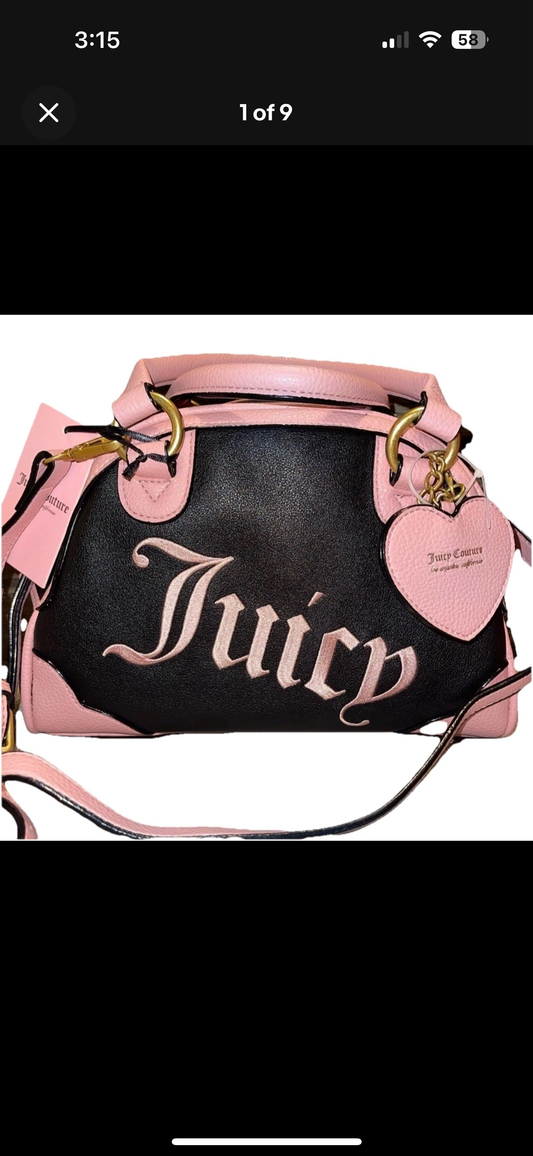 New Viral Juicy Couture Urban Heritage Bowler Bag Faux Leather Liquorice