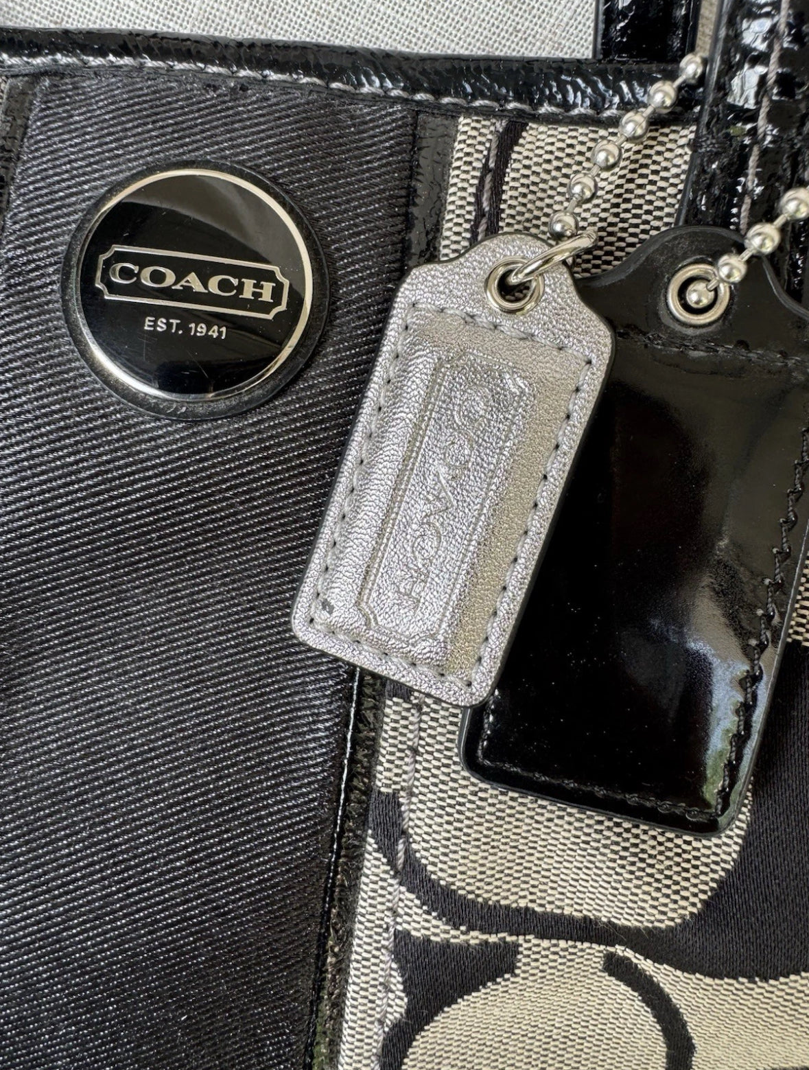 Y2K Rare Coach Signature Jacquard Zip Mini Tote Bag