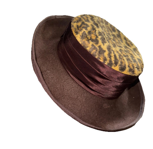 Sonni San Francisco Wool Hat Leopard Print Lancaster USA 80s 90s Y2K