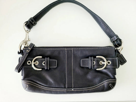 COACH Vintage 3551 Leather Mini Shoulder Bag w/ Strap & Bag Charm RARE Y2K