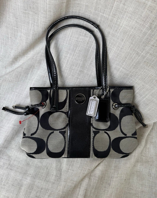 Y2K Rare Coach Signature Jacquard Zip Mini Tote Bag