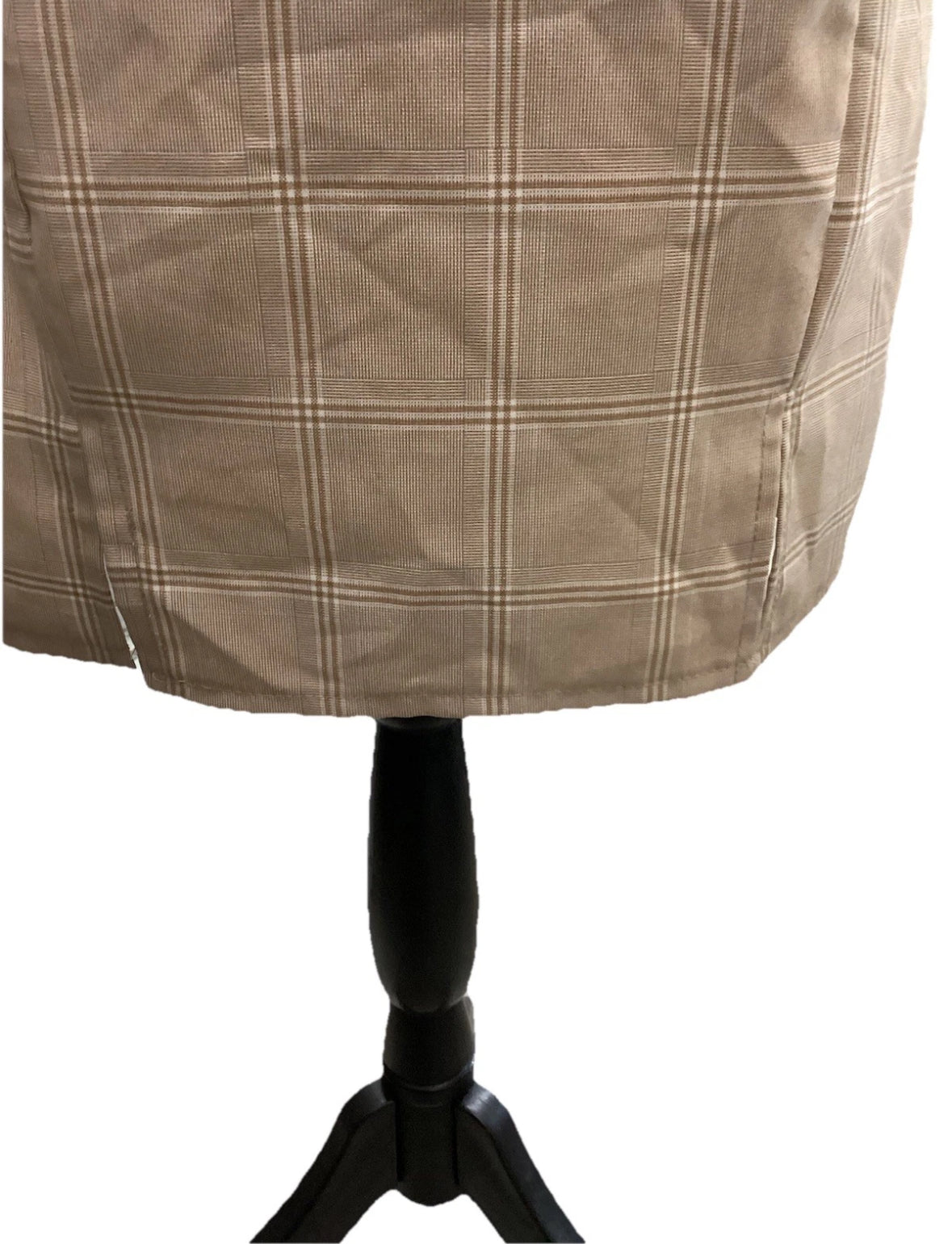 Nasty Gal Beige White Check Plaid Split Hem Mini Skirt Size 2 Back zipper