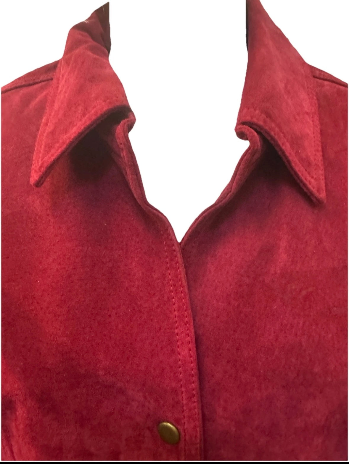 Vintage Coldwater Creek Women M Leather Suede Jacket Snap Front Red Western