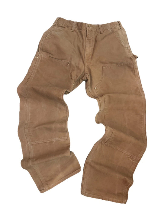 VTG 90s 1998 CARHARTT B01 USA Men's 33 x 34 Brown Duck Double Knee Work Pants