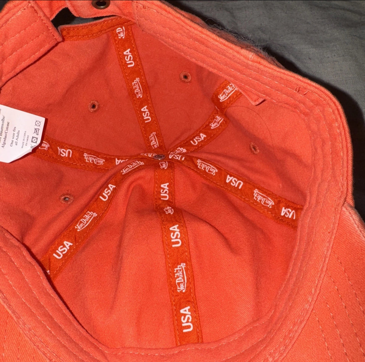 VonDutch Unisex One Size Adjustable Baseball Cap Distressed Coral Y2K Style NWOT